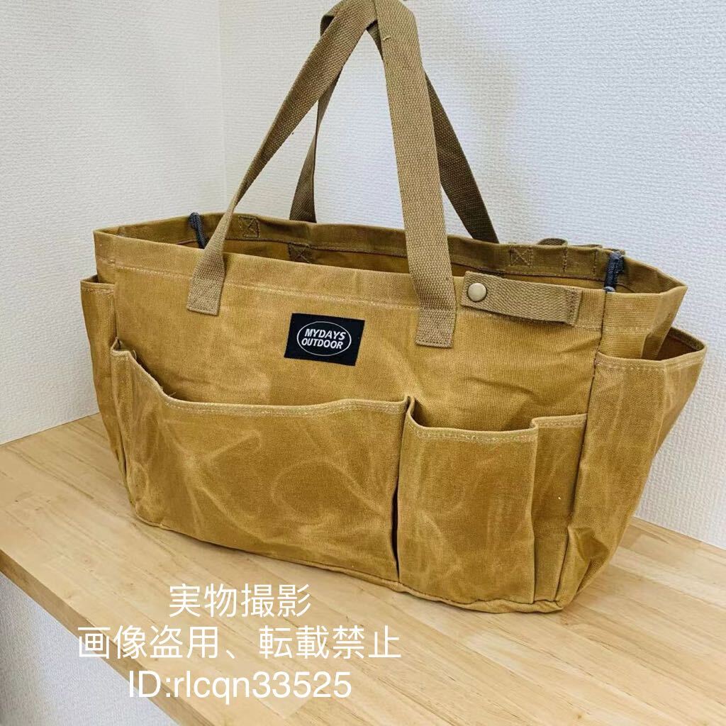 キャンプ用 超高品質 油蝋帆布製 多機能収納バッグ 薪収納バッグ ケース 防水耐久 大容量 焚き火 アウトドア 野外登山 46×18×46cm拍卖