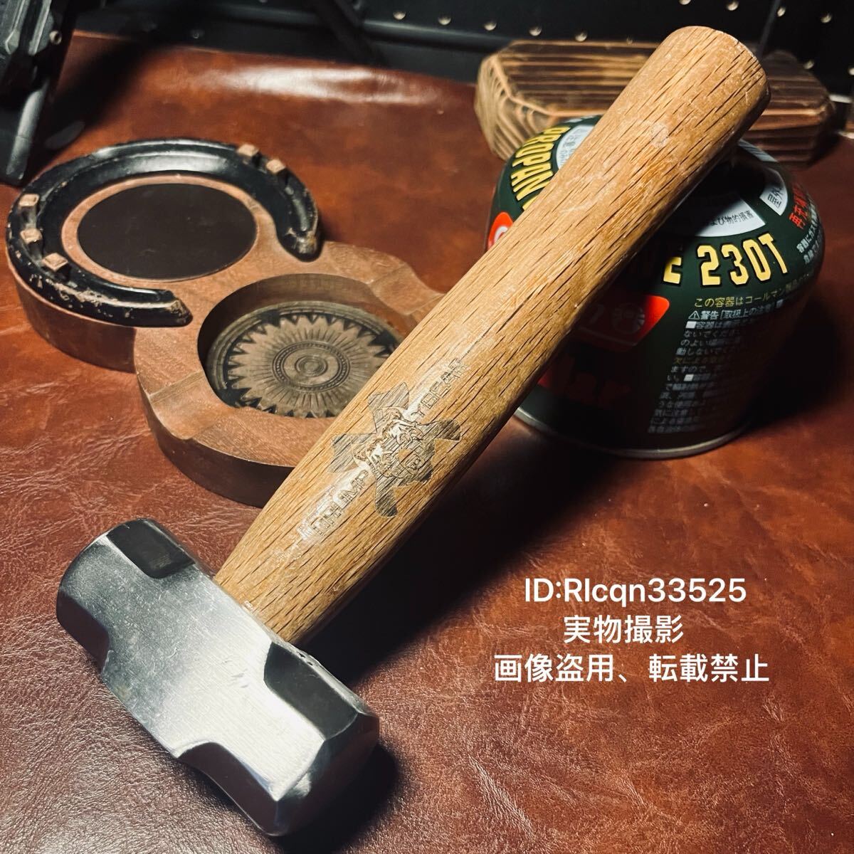 GRUMP YBEAR キャンプ用 高品質 ペグハンマー 鉄製ヘッド 木柄 アウトドア 野外登山 長さ22.5cm 580g拍卖