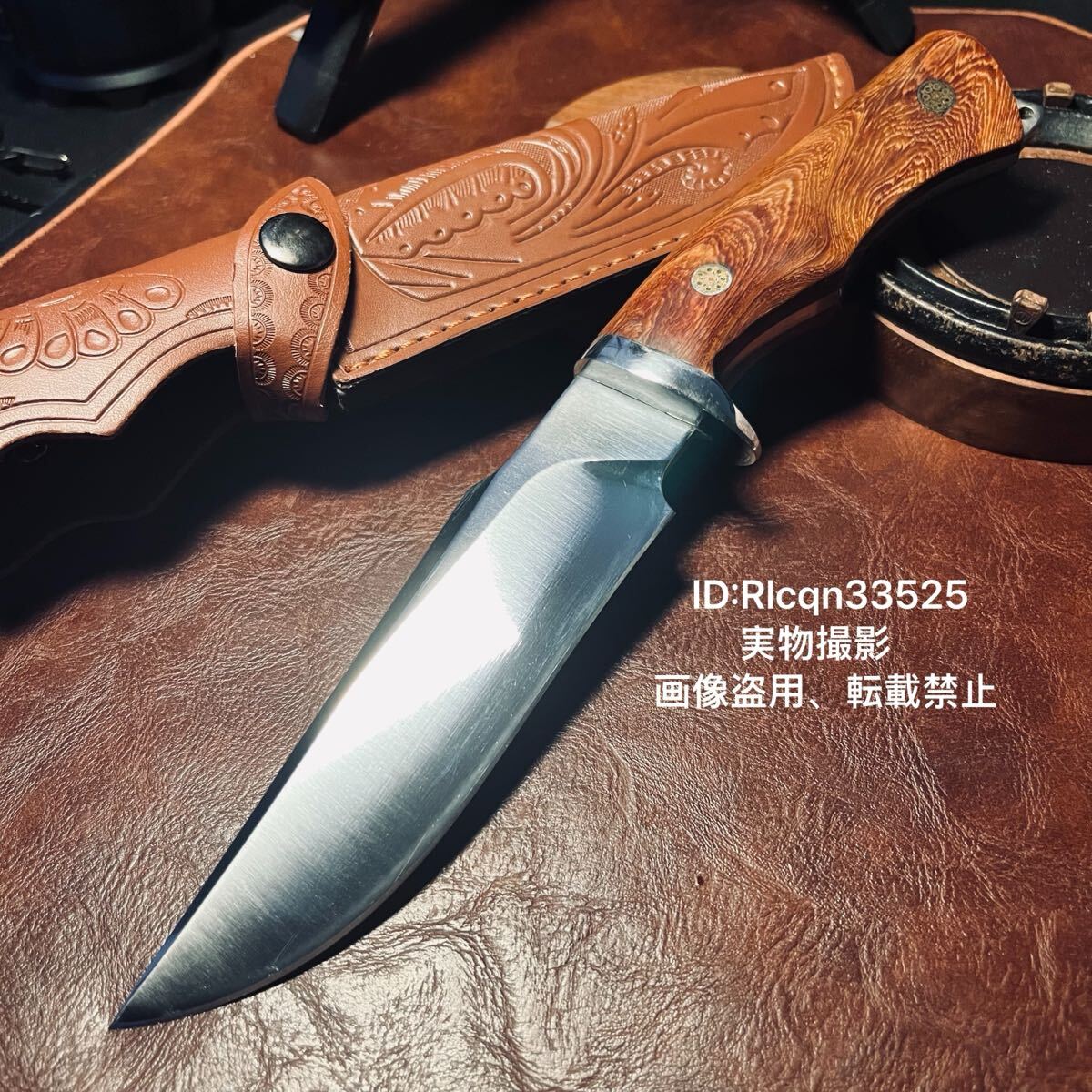 超高品質 アウトドアナイフ シースナイフ 薪割り 鏡面鋼製 刃厚4mm 重量感330g ハンティング キャンプ 野外登山 長さ36.5cm拍卖