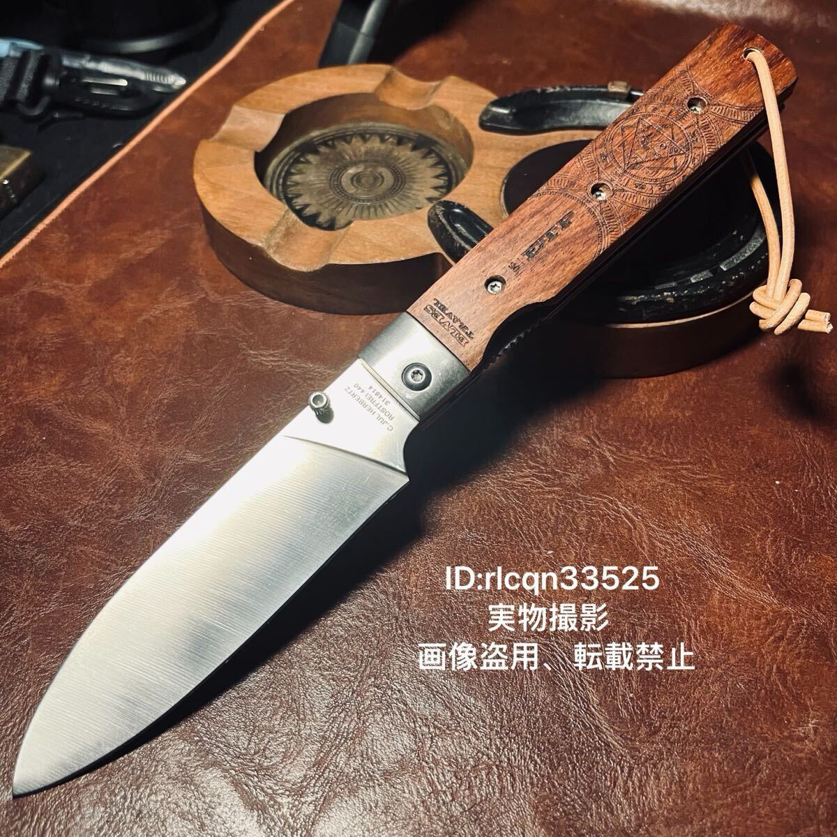 超激レア アウトドア用 超高品質 折りたたみ包丁 長さ25cm 木柄 高級彫刻 鋼刃 キャンプ アウトドア 釣り 野外登山拍卖