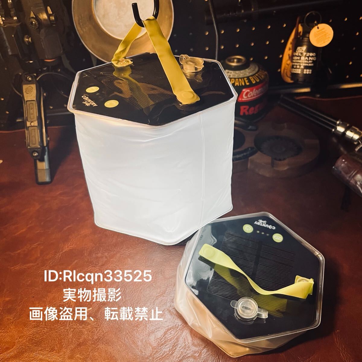 2点セット キャンプ用 ソーラー充電 折りたたみ式 充気ランタン LEDライト IPX防水 吊り下げ 2個セット1000mAh アウトドア 13×14cm拍卖