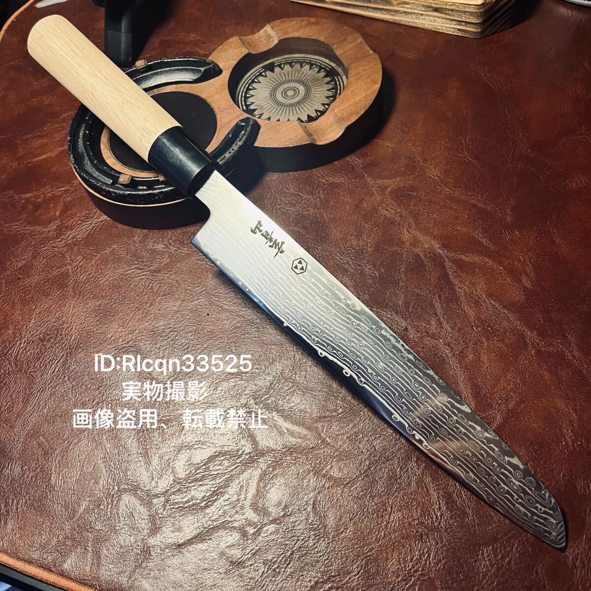 玄青山 超高品質 切付柳刃包丁 片刃本格柳刃 ダマスカス鋼 料理包丁 刺身包丁 和包丁 刃長21㎝ 全長36cm 柳刀包丁 拍卖