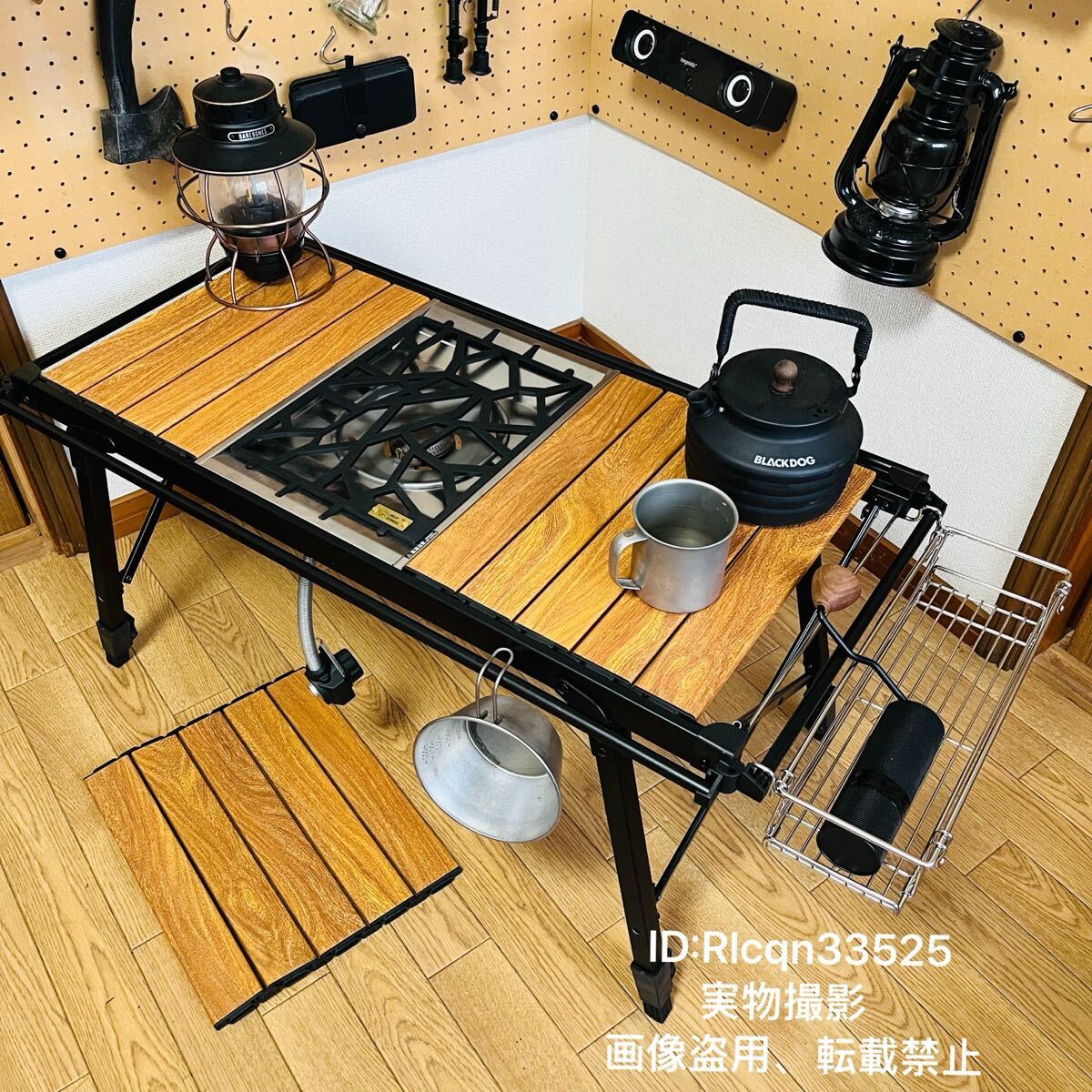 スノーピークIGT規格 折りたたみ 3.5ユニット テーブルと天板3枚と収納ラックセット 4kg キャンプ アウトドア89×45×43-64cm 収納付き拍卖