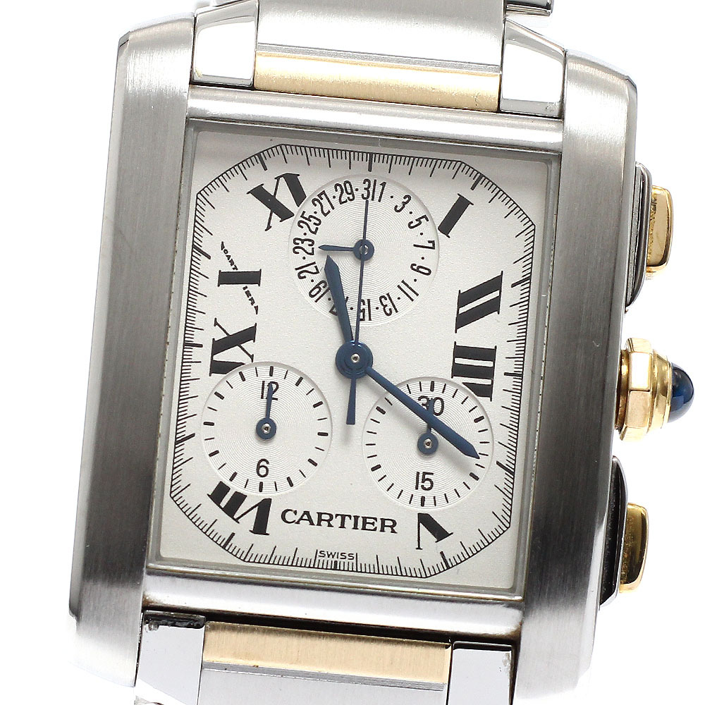 カルティエ CARTIER W51004Q4 タンクフランセーズXL クロノリフレックス クォーツ メンズ 良品 _916062拍卖