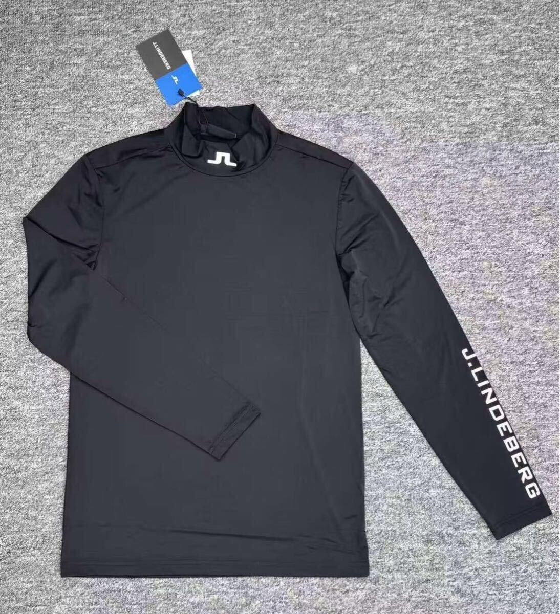 秋冬 新品 J.LINDEBERG ジェイリンドバーグゴルフ 長袖ハイネックシャツ メンズ ブラック XXL拍卖