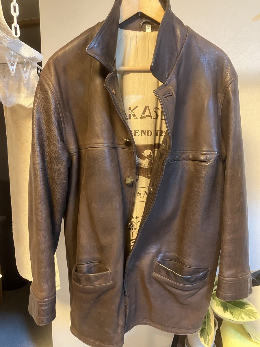 ビンテージ本革ハーフコートブラウン 28年前ロンドンにて購入AKASO CREATIONS製拍卖