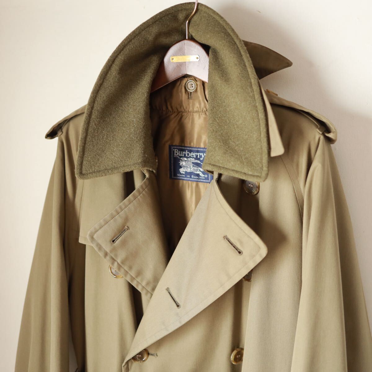 【一枚袖】1980s バーバリー トレンチコート ヴィンテージ トレンチ21 ローデン グリーン 英国製 Burberrys オリーブドラブ 拍卖