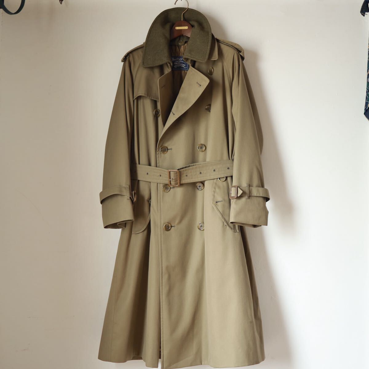【一枚袖】バーバリー トレンチコート トレンチ21 イングランド製 英国製 Burberrys ローデングリーン オリーブドラブ拍卖
