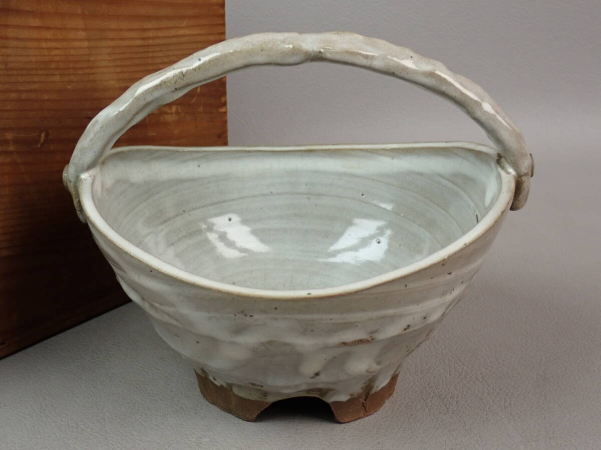 【骨董・茶道具】★古い 萩焼 古萩★★松本萩手付鉢 gq023tb 和食器拍卖