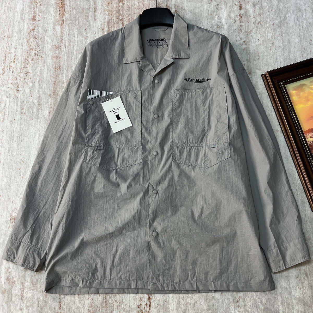 一枚限定 長袖シャツ ロンドン製造 撥水 速乾 ゆったり 無地 日焼け止め ジャケット 開襟シャツ ライトアウター カジュアル 普段着 SIZE:XL拍卖