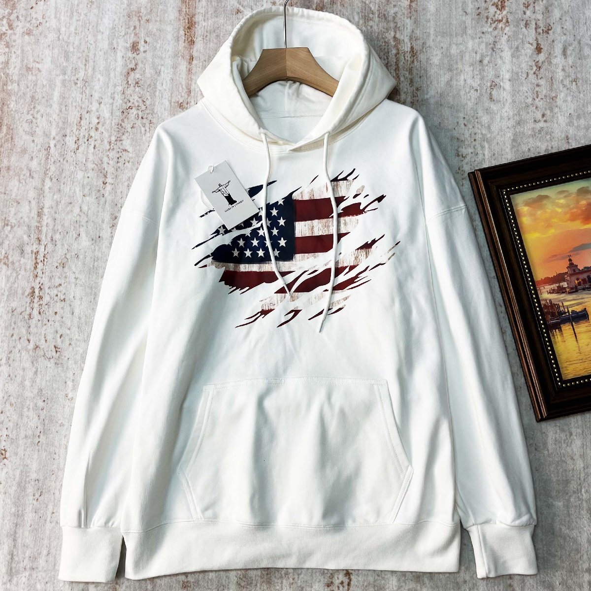 一枚限定 パーカー ロンドン製造 コットン100% ソフト 快適 通気 ゆったり 個性 アメカジ カットソー トップス 長袖 日常着 春秋 SIZE:L拍卖