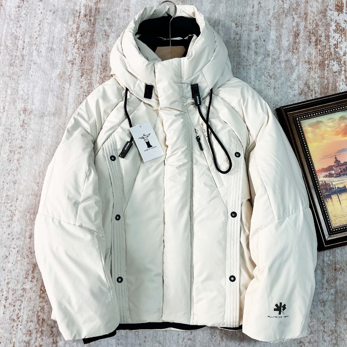 ダウンジャケット ロンドン製造 ダックダウン90% 防寒 ふんわり 柔らか 快適 無地 フード付き 個性 アウター ブルゾン カジュアル 冬SIZE:L拍卖