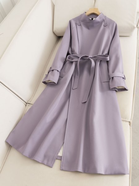 ダウンコート チェスターコート 上品 薄手 ベルト付き ロング丈 エレガント レディース ラシャコート パープル Lサイズ xfz34.2.L拍卖