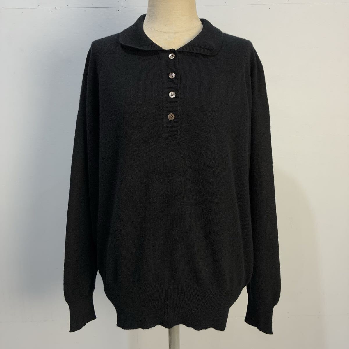 nigelle カシミヤニット カシミヤセーター ニットポロシャツ プルオーバーニット ニットセーター ブラック【レターパックプラス郵送可】A拍卖