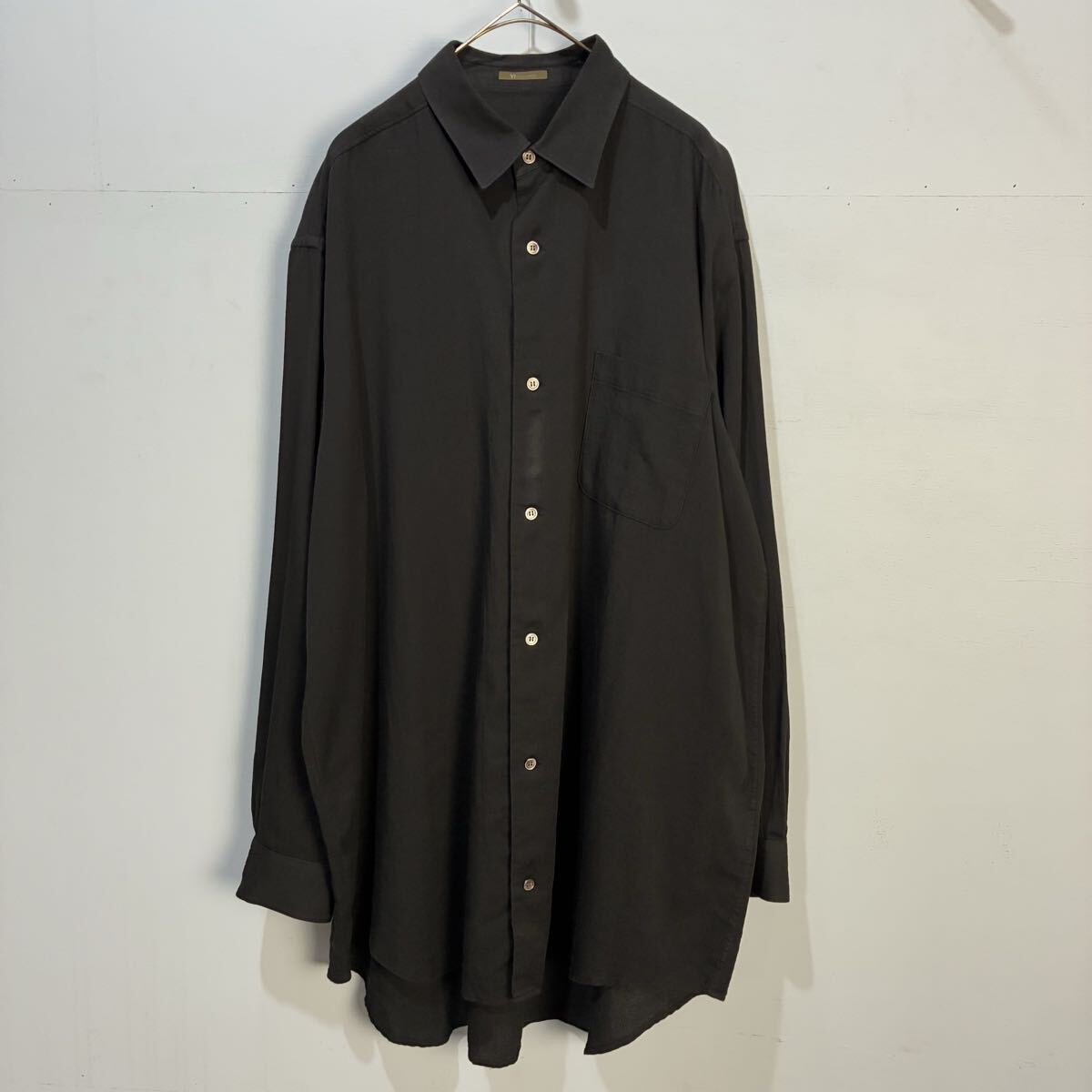 Y's for men Yohji Yamamoto アーカイブ コットンシャツ デザインシャツ 長袖 黒 ワイズ ヨウジヤマモト【レターパックプラス郵送可】E拍卖