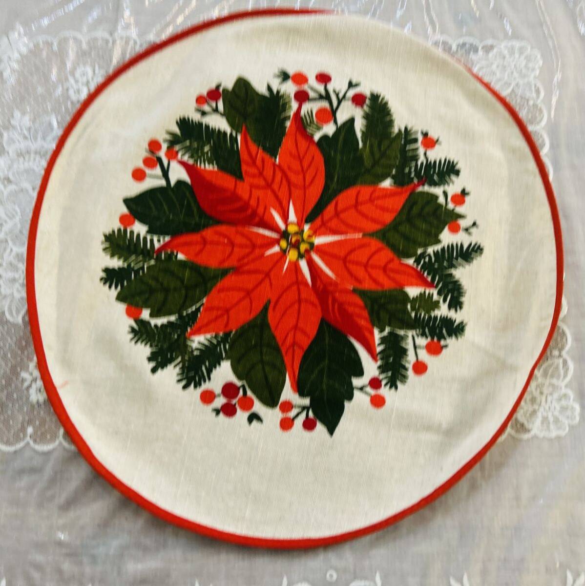 北欧クリスマス☆アルメダールス ポインセチア ラウンドクロス 拍卖