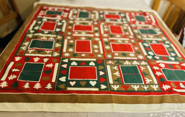 北欧クリスマス☆コットン もみの木/ハート テーブルクロス拍卖