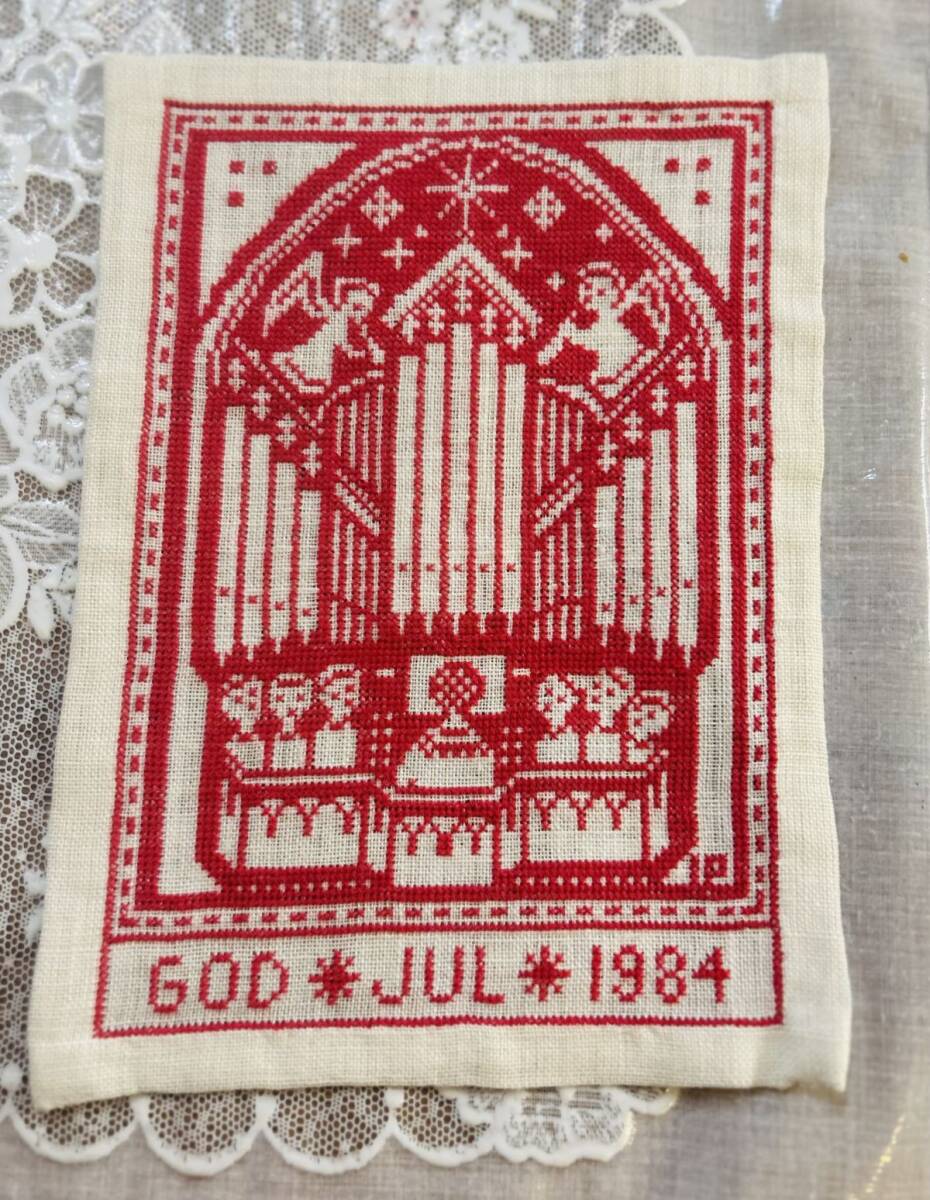北欧クリスマス☆インガパルミグレン 赤色刺繍 パイプオルガン1984拍卖