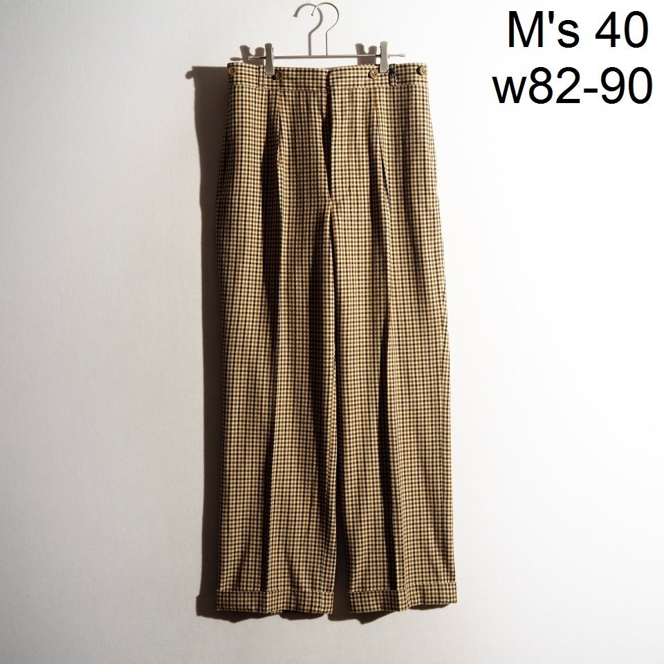 P8059P ▼Scye サイ▼ gun club check trousers サイドアジャスター ベルトレス 1タック ワイドパンツ ガンクラブチェック 40/L 秋冬 rb拍卖