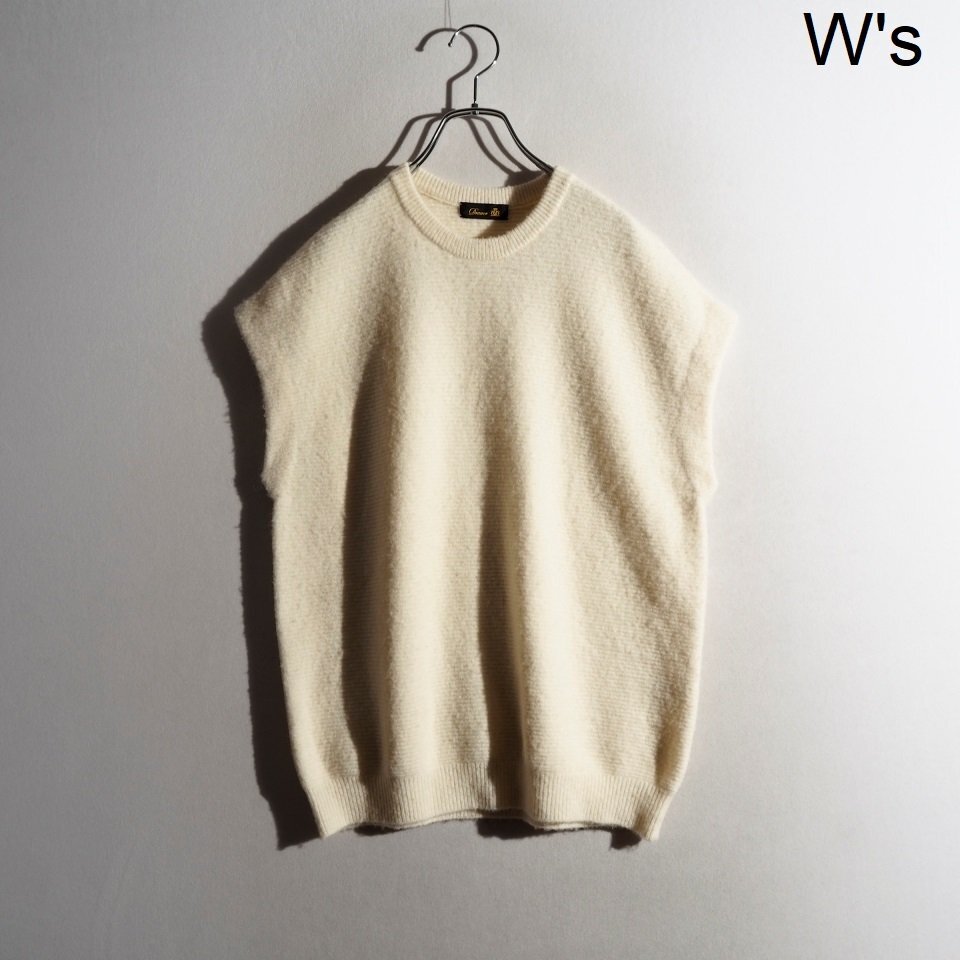 R0122P ▼Drawer ドゥロワー▼ 7G畦編み クルーネック ノースリーブニット ホワイト フリー / ウールアルパカ混 ニットベスト 白 秋冬 rb拍卖