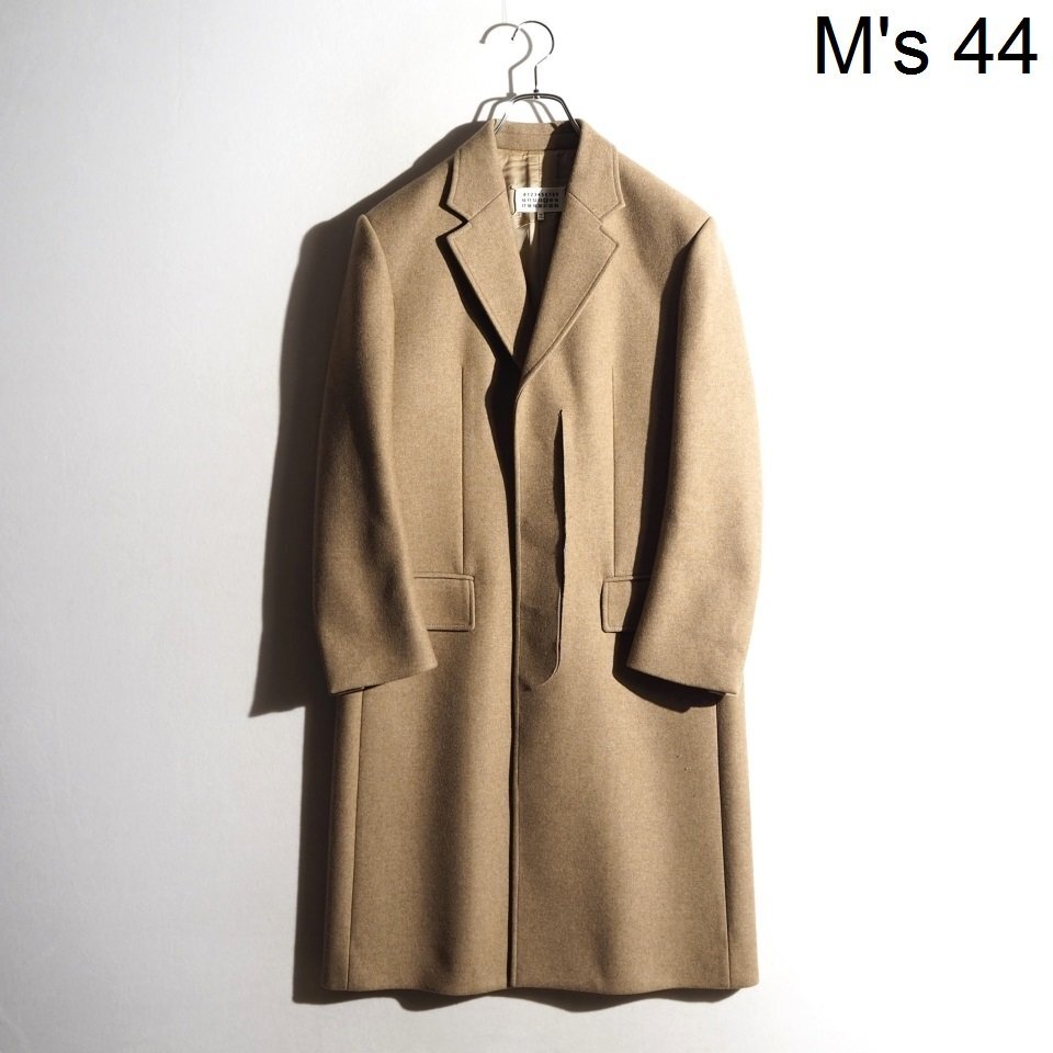C4601P ▼Maison Margiela 14 メゾンマルジェラ▼ 19AW DECORTIQUE ウール スラッシュ 比翼 チェスターコート ベージュ 44 秋冬 rb mks拍卖