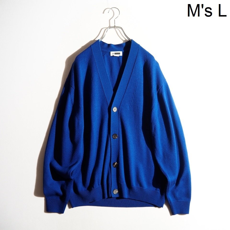 R0710P ▼H BEAUTY&YOUTH エイチ ビューティー&ユース▼ ウールニット カーディガン ブルー L オーバーサイズ / メンズ 秋冬 rb mks拍卖
