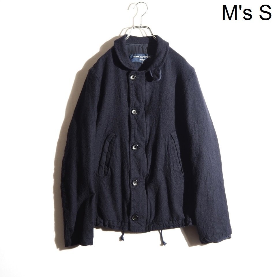P5594P ▼COMME des GARCONS HOMME コムデギャルソン オム▼ 09AW 縮絨ウール ジャケット ネイビー S / ウールコート 秋冬 rb mks拍卖