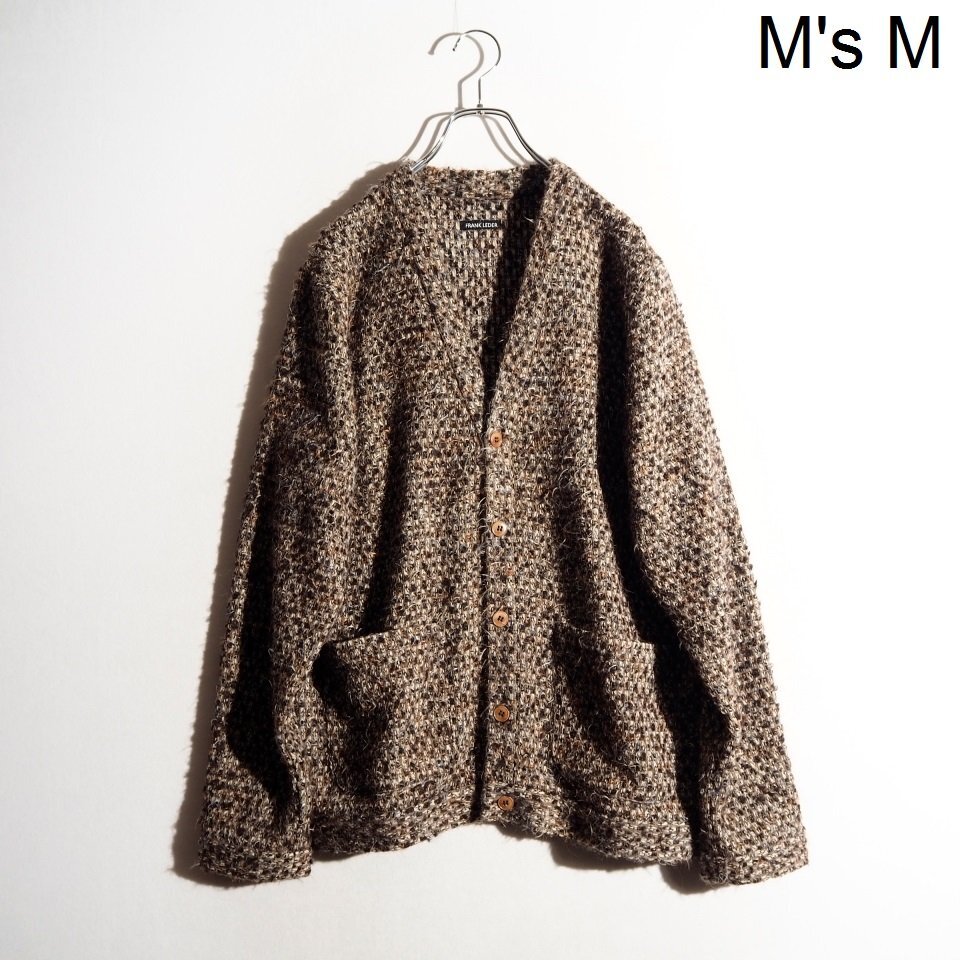 R3555P ▼FRANK LEDER フランクリーダー▼ 24AW ドイツ製 ウールツイードニット カーディガン ミックス ブラウン M 秋冬 rb mks拍卖