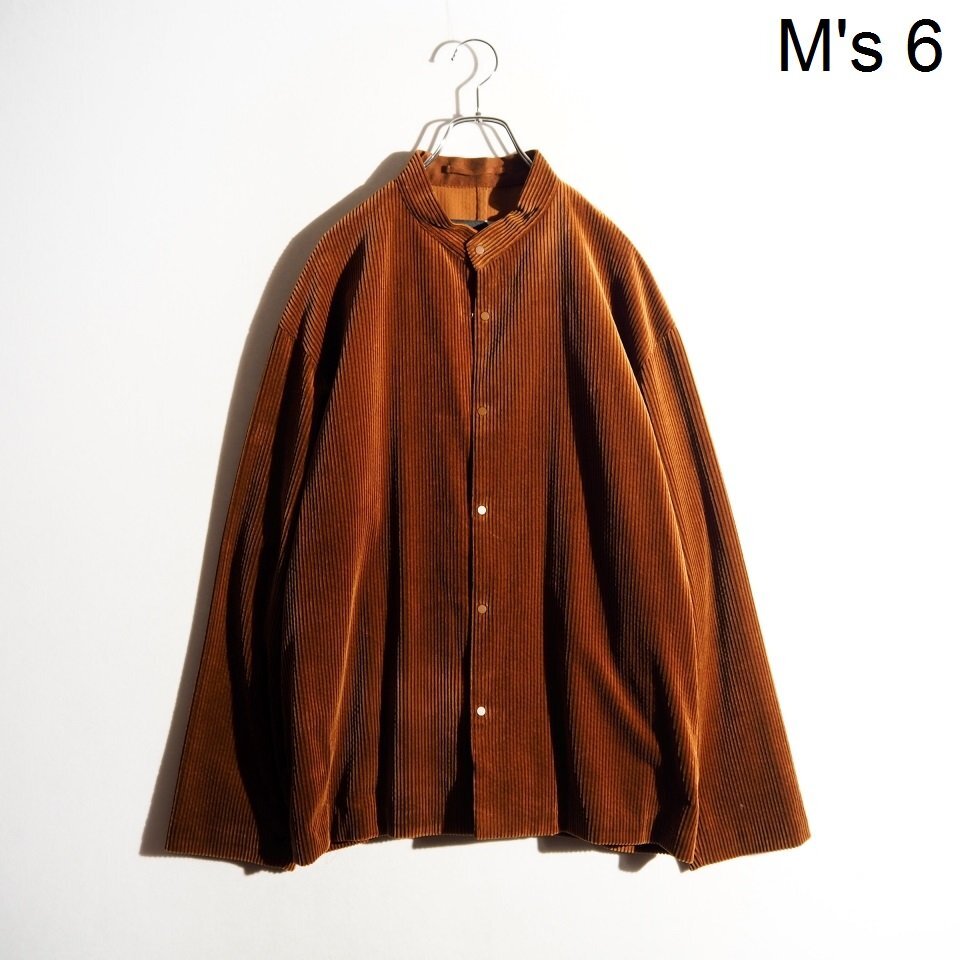 C4392P ▼ATON エイトン▼ Suvin corduroy stand collar shirt jacket コーデュロイシャツジャケット ブラウン 06/XL 秋冬 rb拍卖
