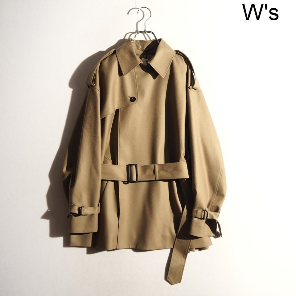 R3508P ▼HYKE ハイク▼ 24AW FLANNEL SHORT TRENCH COAT フランネルウール ショートトレンチコート ベージュ 1 秋冬 rb mks拍卖