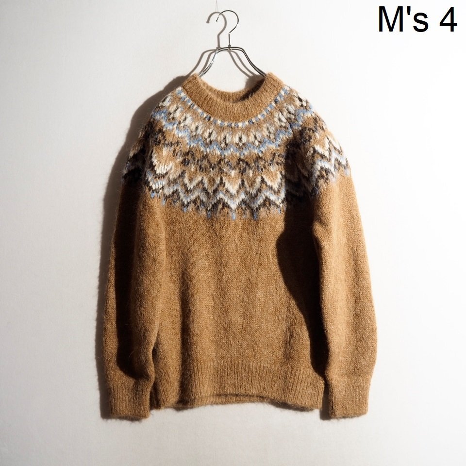 R3223P ▼SLOANE スローン▼ 3Gヨーク編み アルパカ ウール ノルディックニット キャメル 4/L メンズ SL10W-981 クルーネック 秋冬 rb拍卖