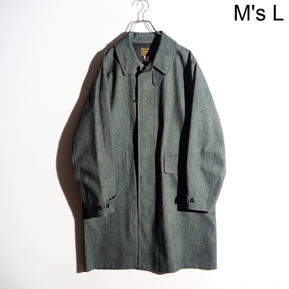 P4519P ▼DOUBLE RL ダブルアールエル▼ ヘリンボーンプリント ボンディング オールウェザークロス バルカラーコート グリーン L rb mks拍卖
