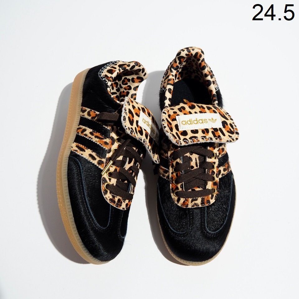 R4734P ▼adidas アディダス▼ 25AW SAMBA LT ポニーヘアー レザースニーカー レオパード ブラック 6.5/24.5cm KJ6590 rb mks拍卖