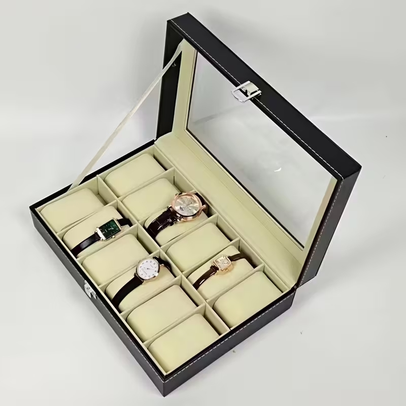 PUレザー時計ボックス 時計ディスプレイ ウォッチボックス コクションケース 12本用 腕時計収納ボックス拍卖
