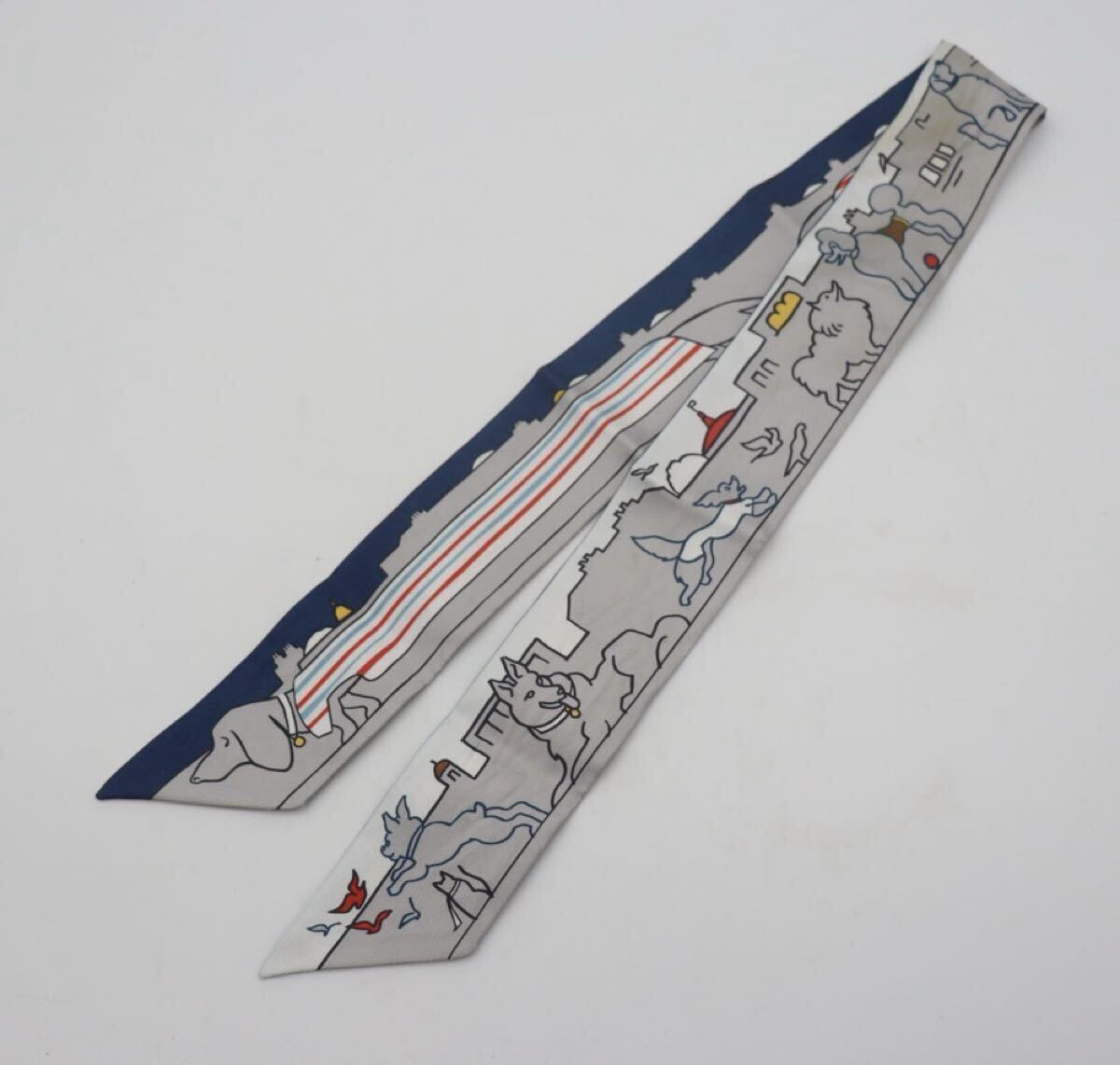 エルメス HERMES ツイリー スカーフ パリジャンの犬 (Les Chiens Parisiens) シルク100%拍卖