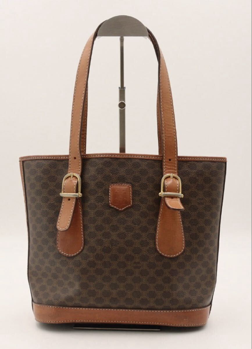 セリーヌ CELINE マカダム柄 PVC×レザー トートバッグ ブラウン拍卖