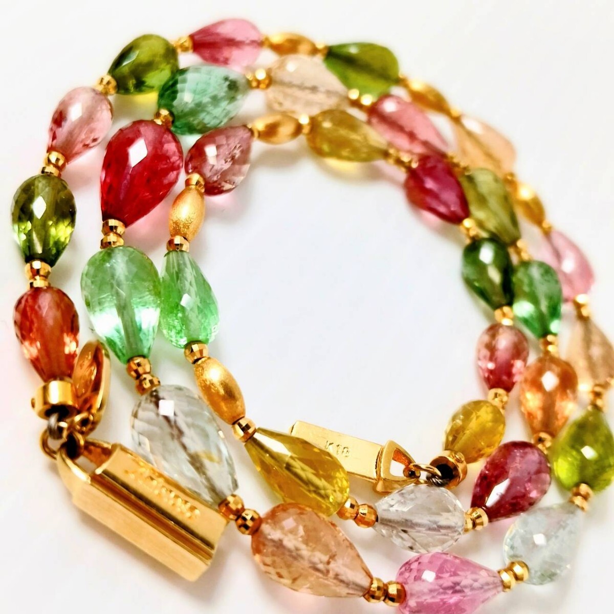 K18 Ambrose アンブローズ 天然トルマリンネックレス tourmaline necklace jewelry 19.0g 約43.5cm 保証書 箱付 ジュエリー 1円スタート拍卖