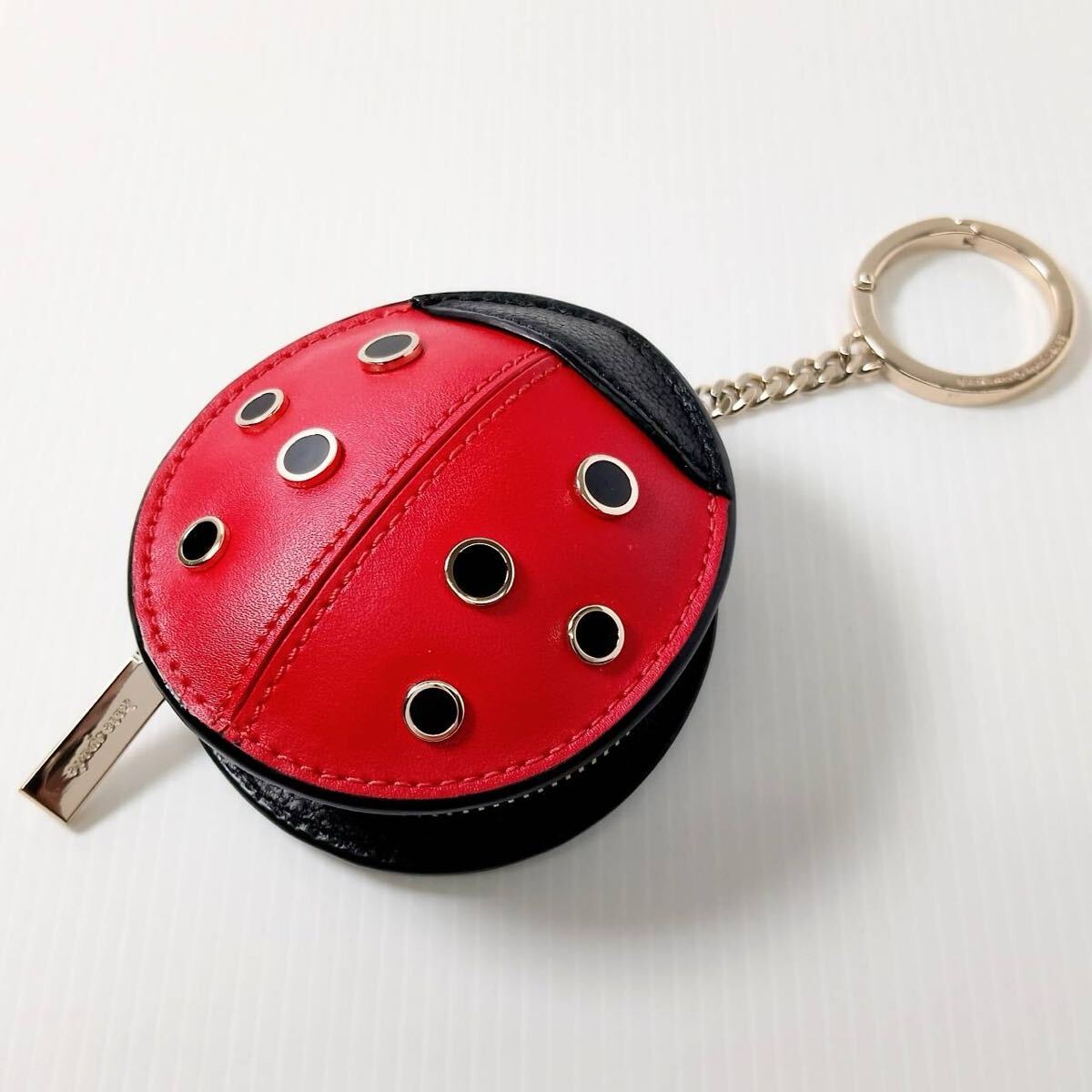 極美品 kate spade ケイトスペード コインケース レザー てんとう虫 小銭入れ ミニ ポーチ キーフォブ バッグチャーム キーホルダー 1円拍卖