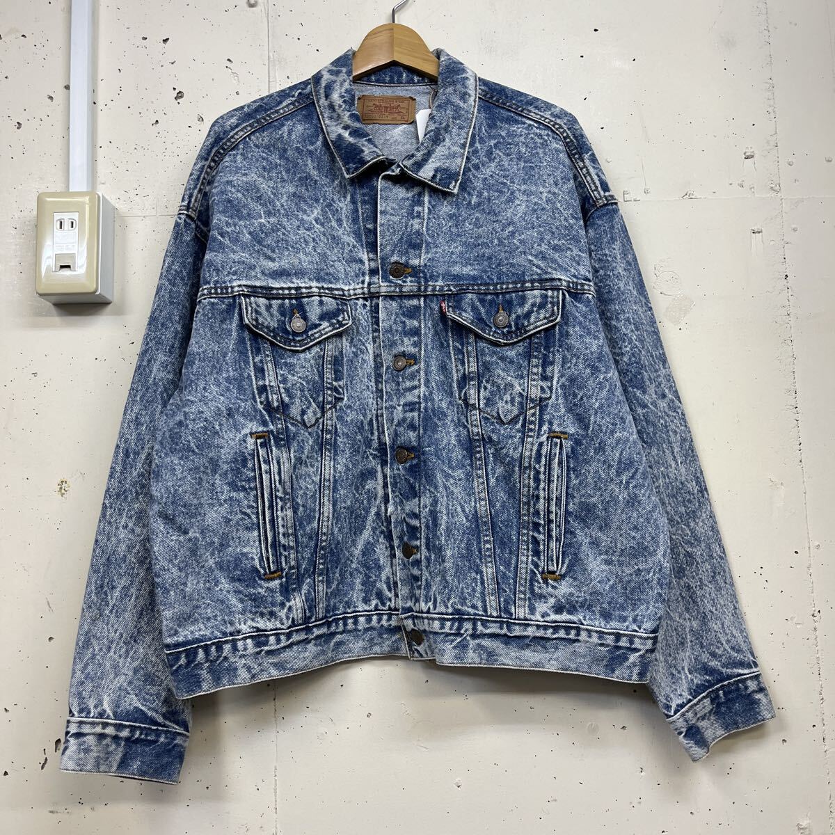 90s 90年代 Levis リーバイス 70507-0219 USA製 ケミカルウォッシュ ブルー デニムジャケット メンズ サイズXL コットン 拍卖