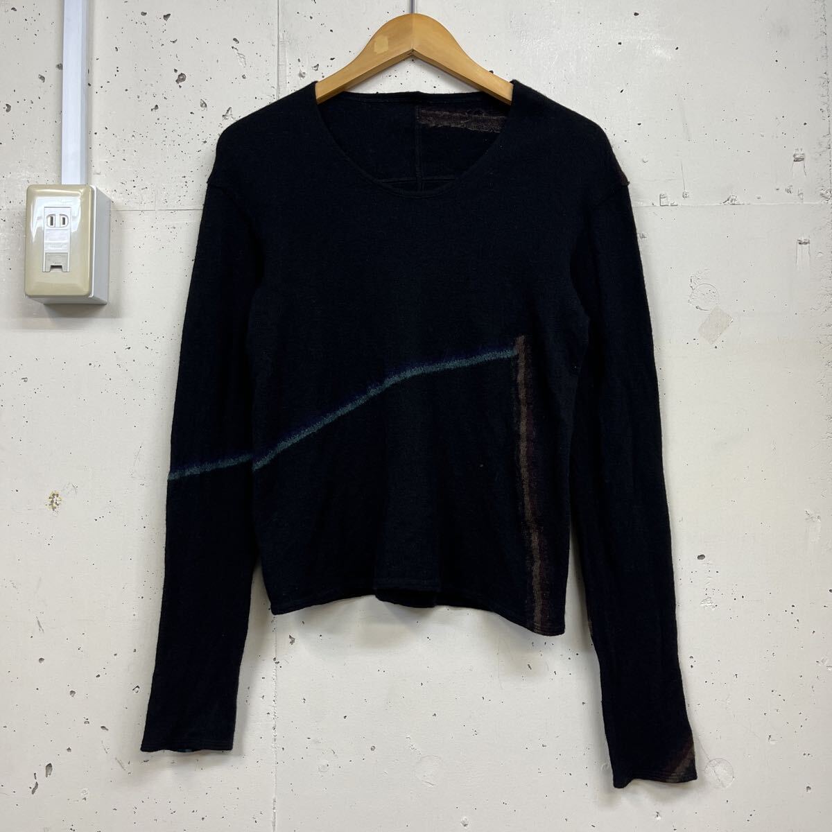 JURGEN LEHL ヨーガンレール 柄ニット セーター 長袖 サイズL レディース ウール 黒 ブラック 拍卖