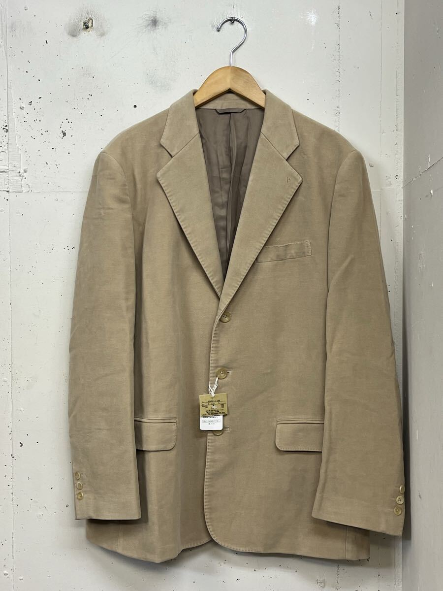 新品 papasパパス ピーチスキン 3ボタン ジャケット テーラード ベージュ 50 L 日本製 ロゴ総柄裏地 定価5.2万拍卖