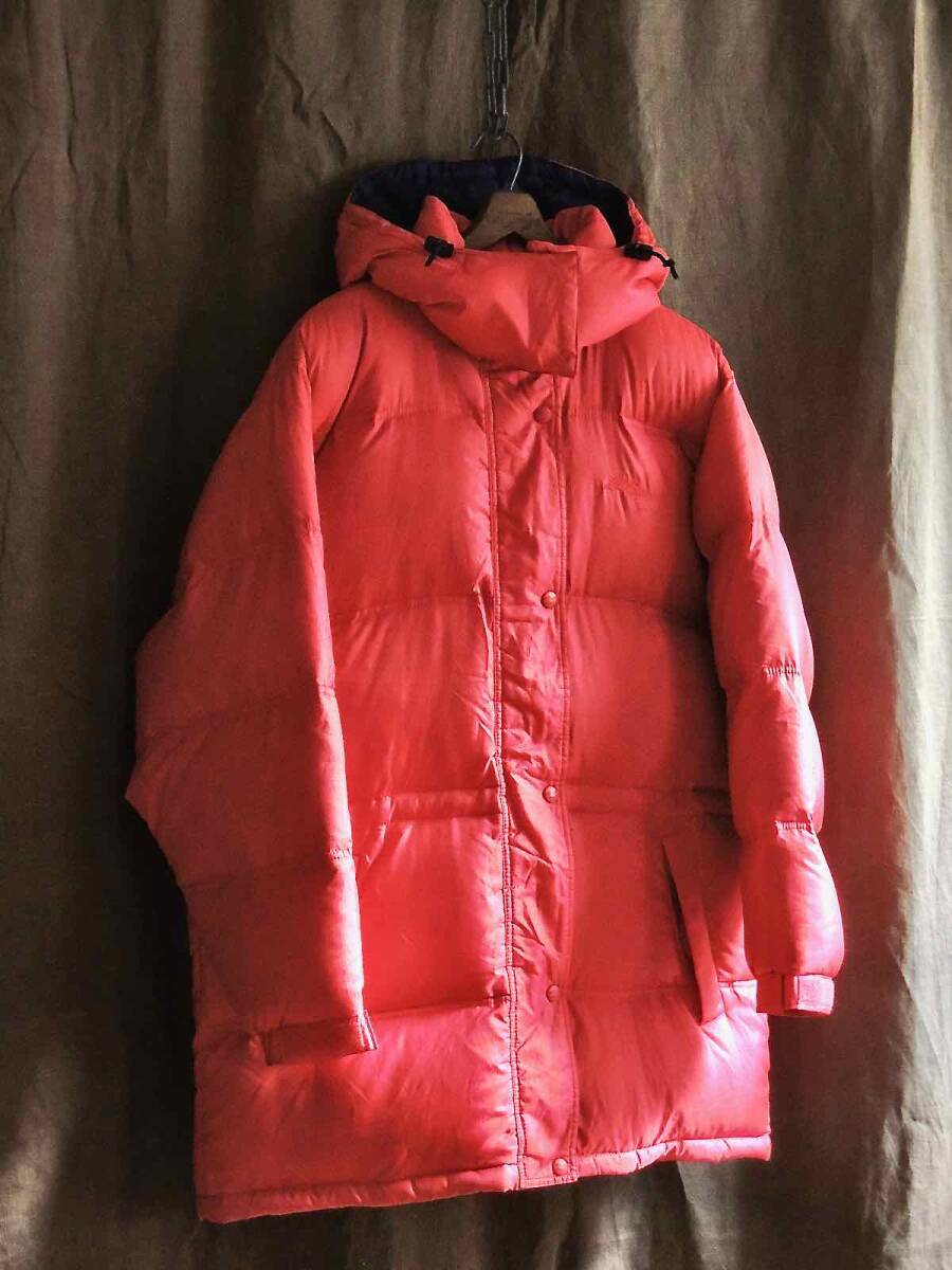 80s ビンテージ 1980年代 LL BEAN エルエルビーン 赤 レッド×ネイビー ツートン グースダウン 羽毛ダウンジャケット フーディコートパーカ拍卖