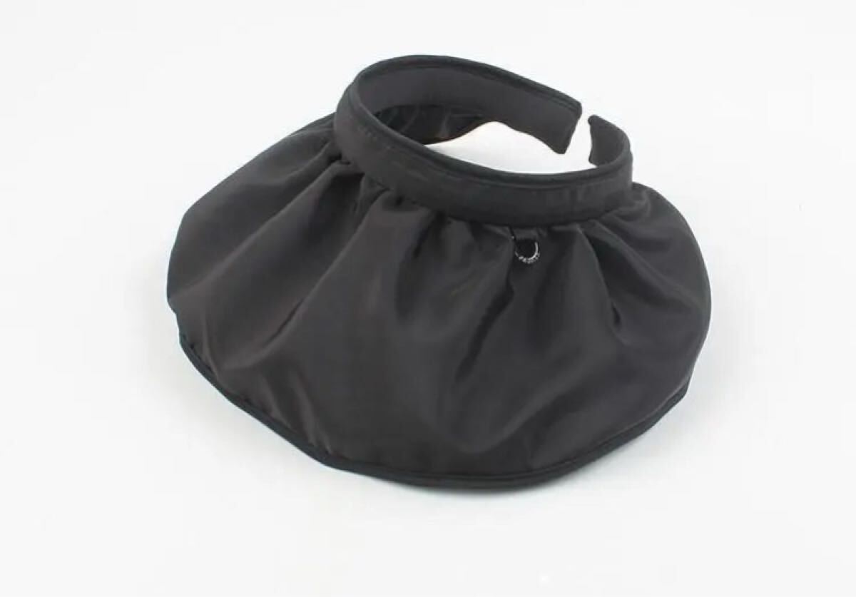 サンバイザー 春夏 レディース サンハット 2つの使い方 UVカット ブラック拍卖