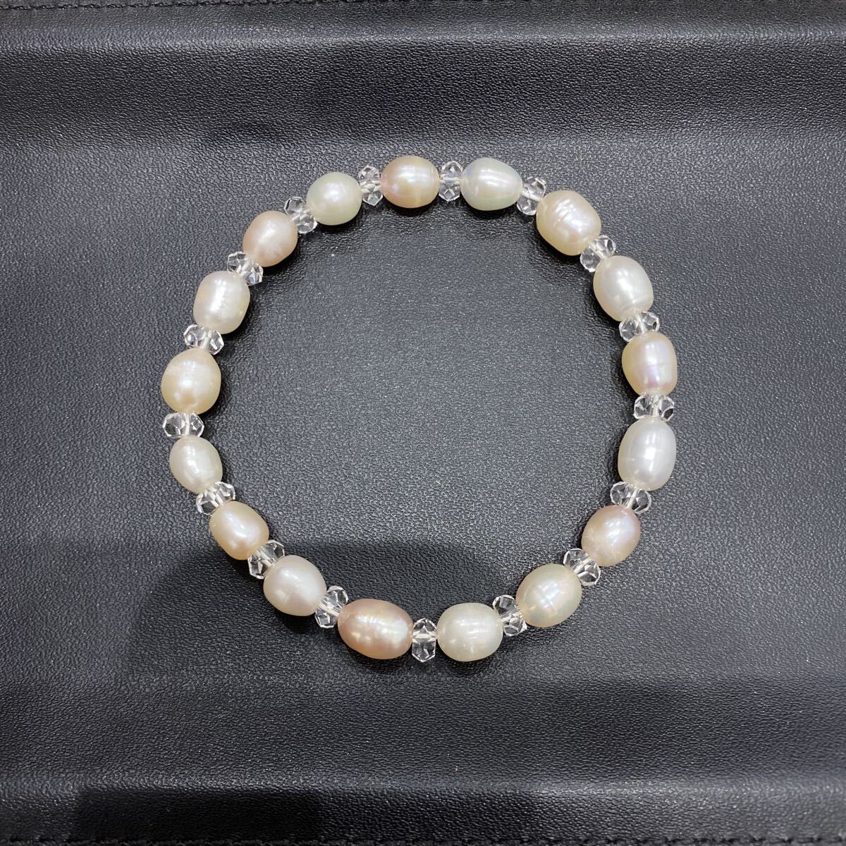 【中古保管品】 本真珠 真珠 パールブレスレット アクセサリー Pearl 6.3mm~7.6mm珠拍卖