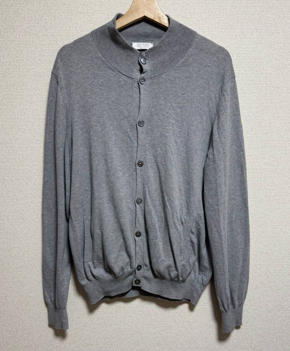 美品 GRAN SASSO グランサッソ コットン ニット カーディガン サイズ50 灰拍卖