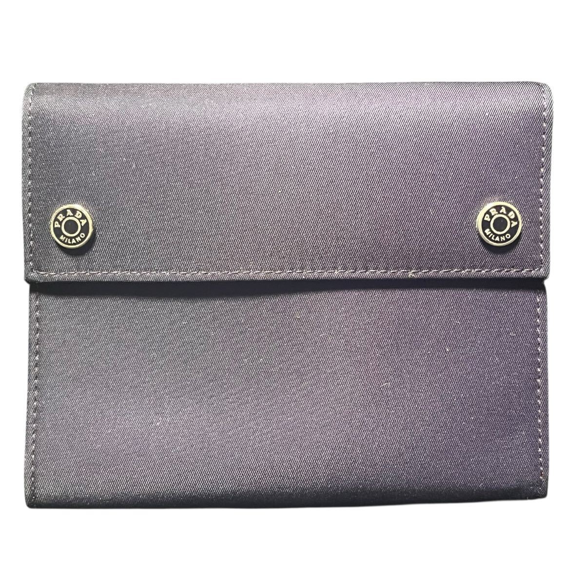 PRADA プラダ 財布 二つ折り ナイロン グレー メンズ レディース 中古 正規品拍卖