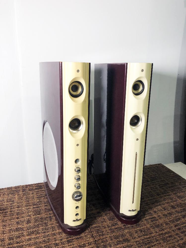 中古★アズマ E-style アンプ内蔵 2.1ch スピーカーシステム ペア【AMP-610】FQGE拍卖