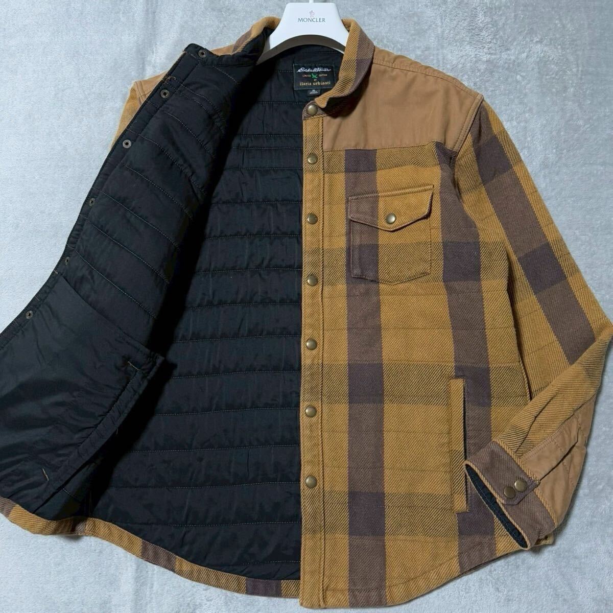 XLサイズ★Eddie Bauer エディバウアー ウッドハッカー 中綿 シャツジャケット ウエスタン ブルゾン チェック柄 エルボーパッチ メンズ拍卖