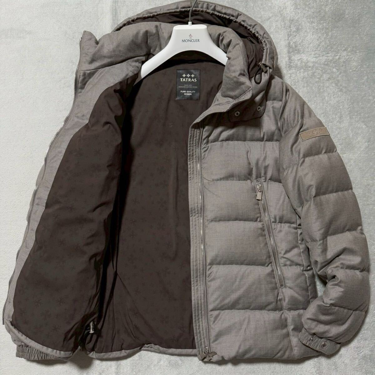 L相当/サイズ03★TATRAS DOMIZIANO タトラス Rライン ドミッツィアーノ ダウンジャケット 着脱フード 2way ブルゾン ウール シルク グレー拍卖
