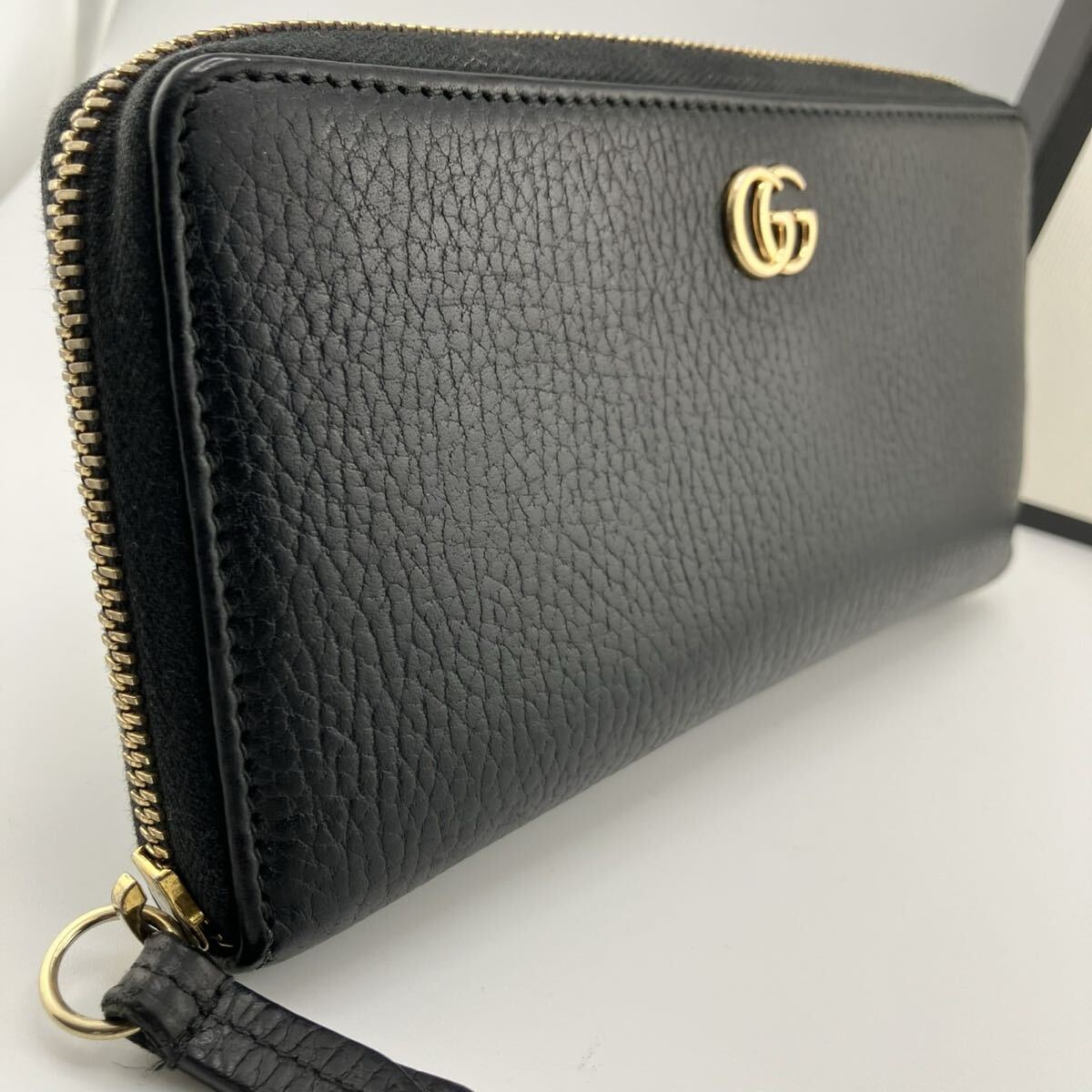 極美品/近年モデル●GUCCI グッチ メンズ 長財布 ラウンドファスナー マーモント金具 ダブルGジップアラウンドウォレット レザー 本革 黒拍卖